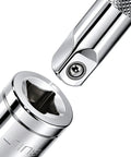 1/2 Inch Drive 27mm Deep Socket 6 Point Chrome Vanadium Precision Deep Reach For Recessed Bolts Ideal For Automotive And Mechanical Work And Everyday DIY Tasks close-up chrome finish