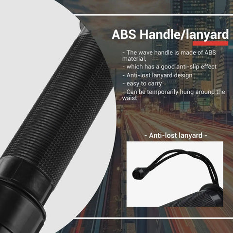 Close-up of LED Traffic Wand Signal Baton handle with anti-slip ABS material and lanyard, ideal for traffic control.