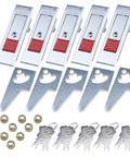 Five Pack Red Push Button Electric Cabinet Cam Locks With Keys For 4mm Thick Panels, Zinc Alloy Construction
