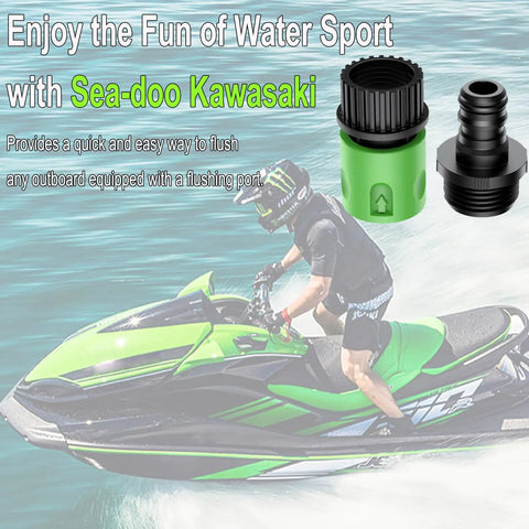 Twin Pack Quick Connect Flush Kit Green For Sea Doo Kawasaki Boats Jet Skis Engine Garden Hose Flush Adapter Compatible With 4 Stroke Sea Doo PWC Yamaha Outboard Honda Motors