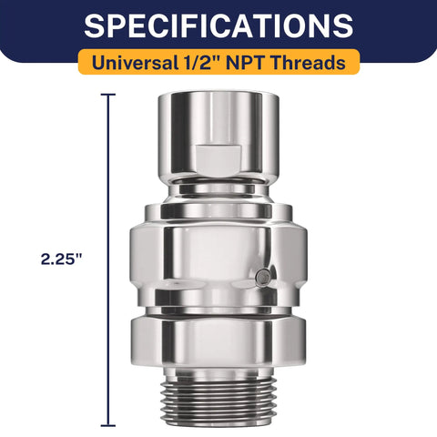 Solid Metal Shower Head Swivel Ball Adapter Chrome Heavy Duty Adjustable Pivot Ball with universal 1/2 inch NPT threads