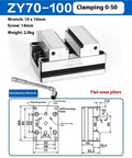 Ultra Tough Four Axis And Five Axis CNC Turntable Fixture With Self Centering Vise For Machining Centers with dimensions and tools shown.