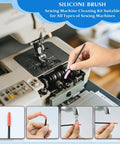 15 Piece Sewing Machine Cleaning Kit With Screwdriver, Tweezers, Double Headed Brush, Silicone Brush, Rippers, And Storage Case