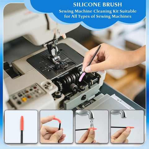 15 Piece Sewing Machine Cleaning Kit With Screwdriver, Tweezers, Double Headed Brush, Silicone Brush, Rippers, And Storage Case