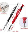 Built Tough Heavy Duty Mechanical Carpenter Pencils with 36 Vivid Color Refills and Snappy Sharpener showing nib sharpener