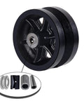 Rock Solid Reinforced 6X2 Inch V Groove Wheel Cast Iron Roller With Pre Installed Bearing Set Of 2 For Slide Gates Rollup Door Seven Eighth Inch Groove V Track 2000 Lb Capacity Black Pack close-up of wheel with bearing.