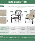 Size selection guide for Outdoor Chair Cushions Set Of 4 Cozy Waterproof Backrest And Deep Seat Cushions For Patio Furniture