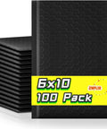 Stack of black bubble mailers 6x10 Inch Outer, Usable 6x9 Inch, 4.6mm Thick Waterproof Padded Envelopes For Shipping, 100 Pack