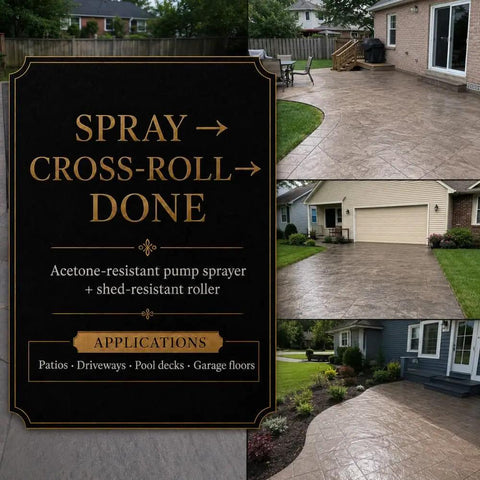 Professional Acrylic Concrete Cure And Seal For Pool Decks And Garages Locks In Moisture with application guide on patio.