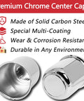 Push Through Center Caps 3.19 Inch For Trailer, Truck, And RV Wheel Rims Chrome Plated Silver Carbon Steel with visible features