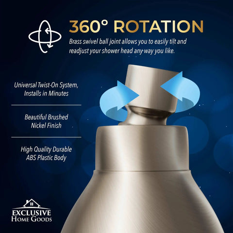 Ultra High Pressure Chrome Shower Head Delivers Crazy Strong Spray With Anti Clog Silicone Nozzles, featuring 360-degree rotation
