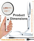 Lighted Desk Magnifier With Stand And Foldable Arm, 3.5x Primary Lens Plus 10x Loupe, LED Brightness Adjustable shown side view