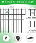 Dog Proof No Dig Fence For Yard And Garden, 28 Panels Spanning 39.5 Feet, 13 Inch High Rustproof Metal Barrier With A 1.52 Inch Gap