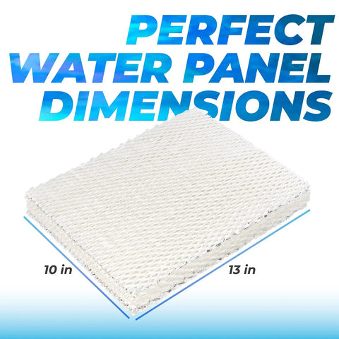 45 Water Panel Humidifier Filter Replacement For 400 Series Humidifiers; white filter 10x13 in displayed with dimensions.