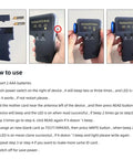 Handheld 125KHz RFID Reader Writer Copy Tool Grab And Go For DIY ID And HID Cards Includes 5 T5577 Key Fobs And 5 T5577 Cards Compact Pro Reader For Cloning 125KHz Tags Easy To Use For Proximity Access Projects shown with usage instructions