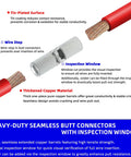 Get This Heavy Duty Underground Wire Splice Kit For Submersible Pumps Featuring Clear Dual Wall Heat Shrink And Black Outer Sleeve To Seal 16-14 Awg Four Conductor Cords Waterproof And Repair Electrical Connections With Ease. heavy-duty butt connector with inspection window and tinned copper barrel for 16-14 AWG wires
