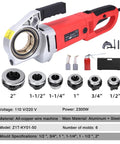 Heavy Duty 2300W Electric Pipe Threader Kit With Six Premium Dies For Galvanized And Iron Pipes includes copper motor and cutting dies.
