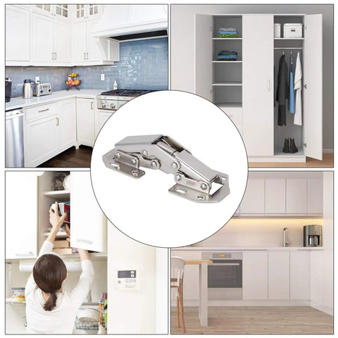 Four Pack Soft Close Cabinet Hinges No Drilling Bridge Shaped Cold Rolled Steel Plated for Kitchen Cabinets and Wardrobes