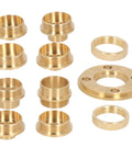 Slick Eleven Piece Template Router Guides Kit Featuring Durable Brass Bushings And Secure Lock Nut Adapters for woodworking use.