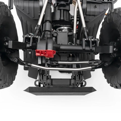 High Clearance Stainless Steel Suspension Links For One Tenth Scale SCX10 III JT Gladiator Wheelbase 353mm Heavy Duty Upgrade Parts For Rock Crawlers Reducing Bump Impact And Extending Shock Life installed on rock crawler underside view