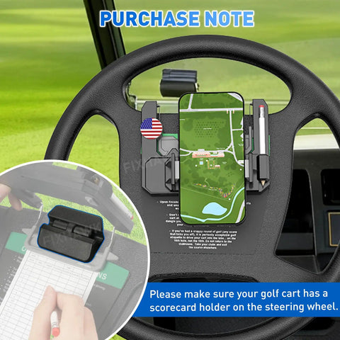 Kickass Flip Up Golf Cart Steering Wheel Cell Phone Mount keeps your device locked in for smooth course navigation on Club Car EZGO.