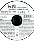 MIG Aluminum Welding Wire.030 Inch Diameter 1 Pound Roll ER4043 Alloy Made In North America 2 Pack label detailing specifications.