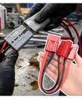 Heavy Duty 50A 12AWG Double Y Adapter Conector Plug With Color Coded Red And Black Housing And Wire Stop For Easy Crimp Assembly No Soldering Required On Forklift And DIY Battery Projects