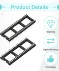8 Piece DIP IC Socket Adapter Kit With 40 Round Pin Sockets 2.54mm Pitch For Breadboard Projects and PCB Design image