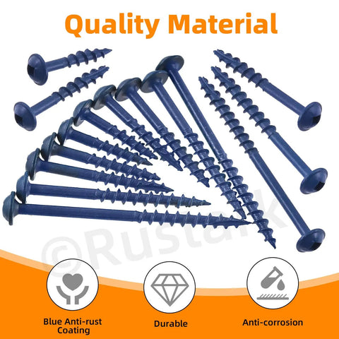 Pocket Hole Screws Kit With Drive Bit 101 Pcs Blue Coated Square Drive Coarse Thread Wood Screws For DIY Outdoor Furniture