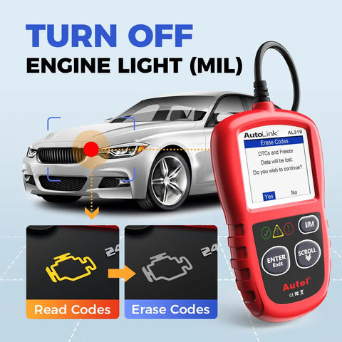 AL319 OBD2 Diagnostic Scanner With Live Data And DTC Read Clear Turn Off Check Engine Light Freeze Frame IM Readiness CAN Car Diagnostic