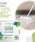 Bamboo Floor Wipes 20 Count For Wood Laminate And Tile Floors Soft Durable No Harsh Plastics Eco Friendly Wipes packaging and use image