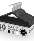 Plastic Hangers 50 Pack Heavy Duty Non Velvet Slim Hangers With 360 Degree Swivel Hook Space Saving in ABS Black