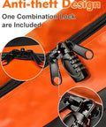 Close-up of combination lock on Rooftop Cargo Carrier Roof Bag Waterproof For All Vehicle Tops With Or Without Rack Includes Topper Anti Slip Mat Reinforced Straps 6 Door Hooks Luggage Lock Heavy Duty Travel Gear