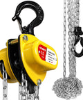 Half Ton Chain Hoist, Ultra Lightweight And Compact, 10 Foot Lift, 11 Inch Low Headroom, Industrial Grade Steel Chain Fall, yellow casing