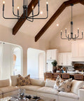 Black 6 Light Chandelier For Dining Room Dope Modern Farmhouse Industrial Candlestick Ceiling Hanging Light Fixture Over Table