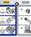 Comparison chart showing All In One Pro Grade Heavy Duty 72 Piece Hydraulic JIC Plug And Cap Kit versus other kits.