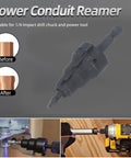 Drill Compatible Conduit Reaming Kit With One Quarter Inch Shank Pipe Reamer and usage demonstration in electrical conduits