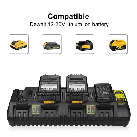 Four Port Fast Charge Station For 12V And 20V Max Batteries, Wall Mount Charger, Compatible With All 12V/20V Max Packs, 100-240V Input, Delivers 4 X 3.0Ah High Speed Output