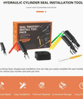Pro Grade Hydraulic Cylinder Seal Kit with installation tools including rod seal tool and U-Cup Twistor in four sizes.
