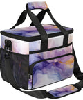 Gradient Color Insulated Picnic Backpack Lunch Bag For Women And Men, Portable Tote Picnic Basket with side mesh pocket and strap