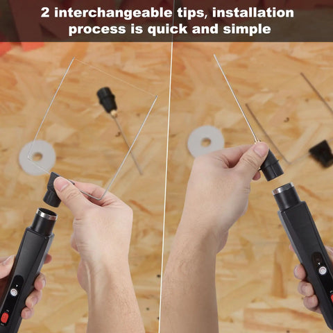 2 In 1 Electric Foam Cutter Pen Kit With Heated Wire And U Shape Tip Styrofoam Carving Knife showing two interchangeable tips