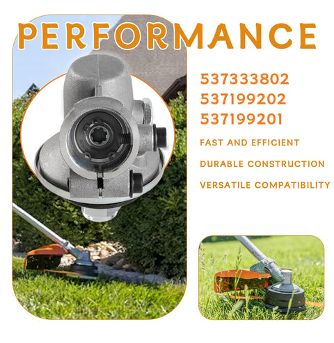 Husqvarna Bevel Gear Head Replacement for 324LX 324LDX 326LS trimmers, durable gear assembly shown in garden setting.