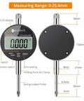 Neoteck digital dial indicator gauge with magnetic base and storage case, 0–25.4mm range, black