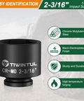 Heavy Duty Beefy 2 3/16 Inch Deep Six Point Impact Socket With One Inch Drive For Semi Truck Axles And Flange Nuts showcasing black electroplated finish.