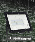 150W Outdoor LED Flood Light With Plug, Ultra Bright Up To 18000lm, IP66 Waterproof Die Cast Aluminum in rain