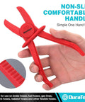 6 Piece Hose Clamp Set With Pinch Clamp Pliers in hand showing red PA6 nylon clamp with non-slip handle.