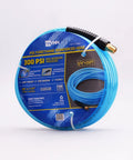 Quarter Inch Reinforced Polyurethane Air Hose With Brass MNPT End Fittings 25 Feet 300 PSI Heavy Duty in packaging