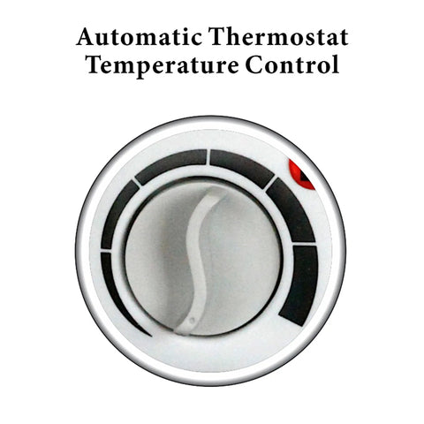 Close-up view of the thermostat dial on Portable 2 Speed Space Heater With Thermostat And Safety Cutoff 750 And 1500 Watt Heat Fan Only And Four Position Switch Off Fan Low High Compact White Heater For Home Office Bedroom.