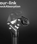 Suspension Seatpost For Mountain Bikes And Ebikes Shock Absorbing Seat Post With Spring Action showing four-link mechanism.