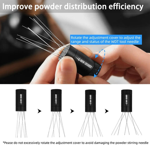 Espresso Distribution Tool With Magnetic Stand And Adjustable 0.4mm Stainless Needles For Even Extraction Break Clumps